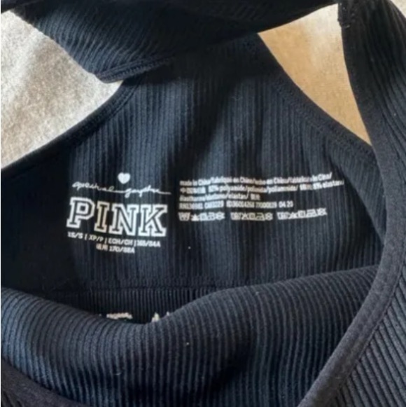 🤍 PINK Victoria's Secret Black Ribbed Crop Top - Picture 3 of 3